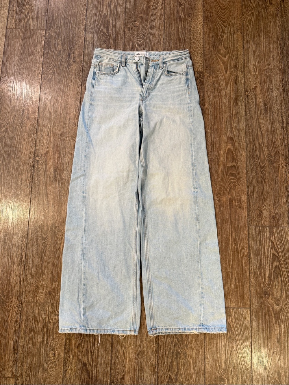Zara Pale Blue Wide Leg Jeans